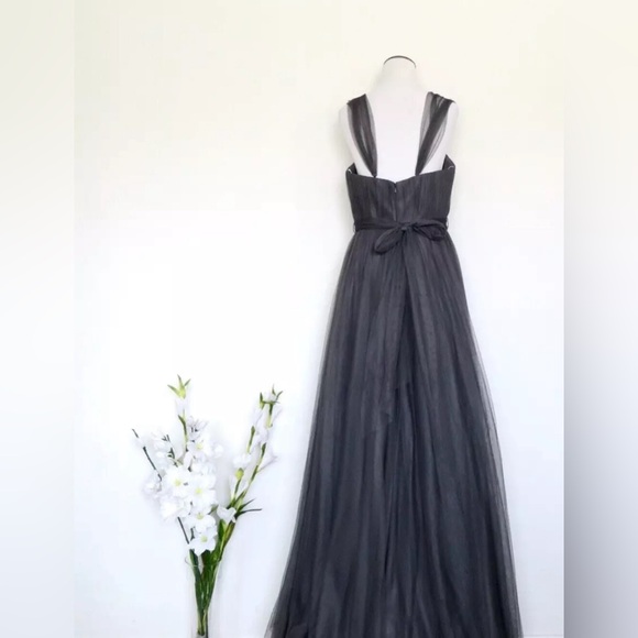 Revelry Rosalie Tulle Convertible Bridesmaid Dress Gray SZ 8 - Picture 10 of 13